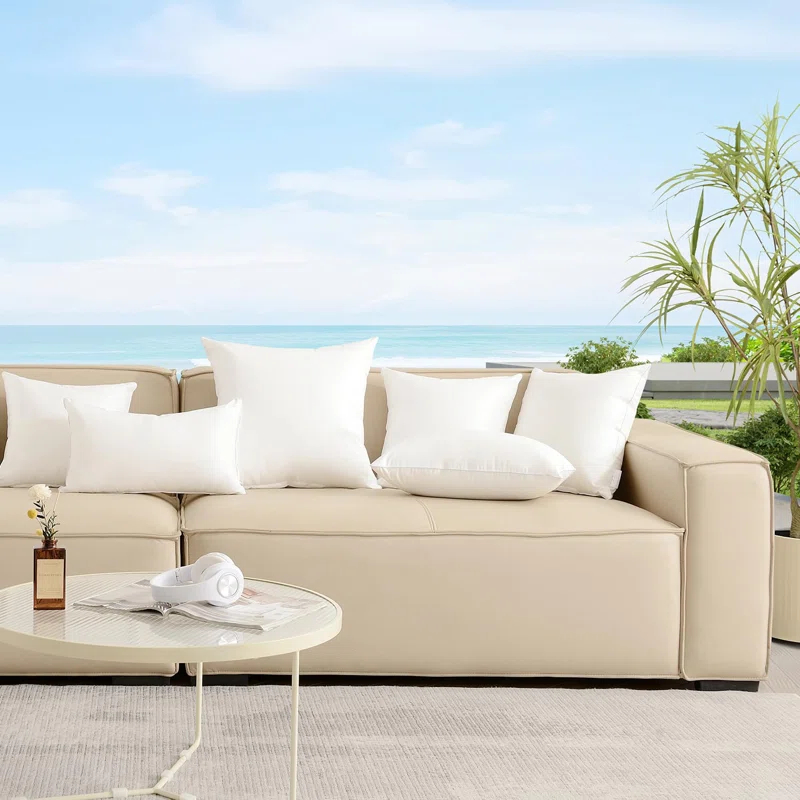 Latitude Run® 22X22 Outdoor Pillow Inserts (Pack Of 2) - Square Waterproof Throw Pillow - Decorative Throw Pillows Insert For Couch Sofa Bed Patio Furniture - White Pillows