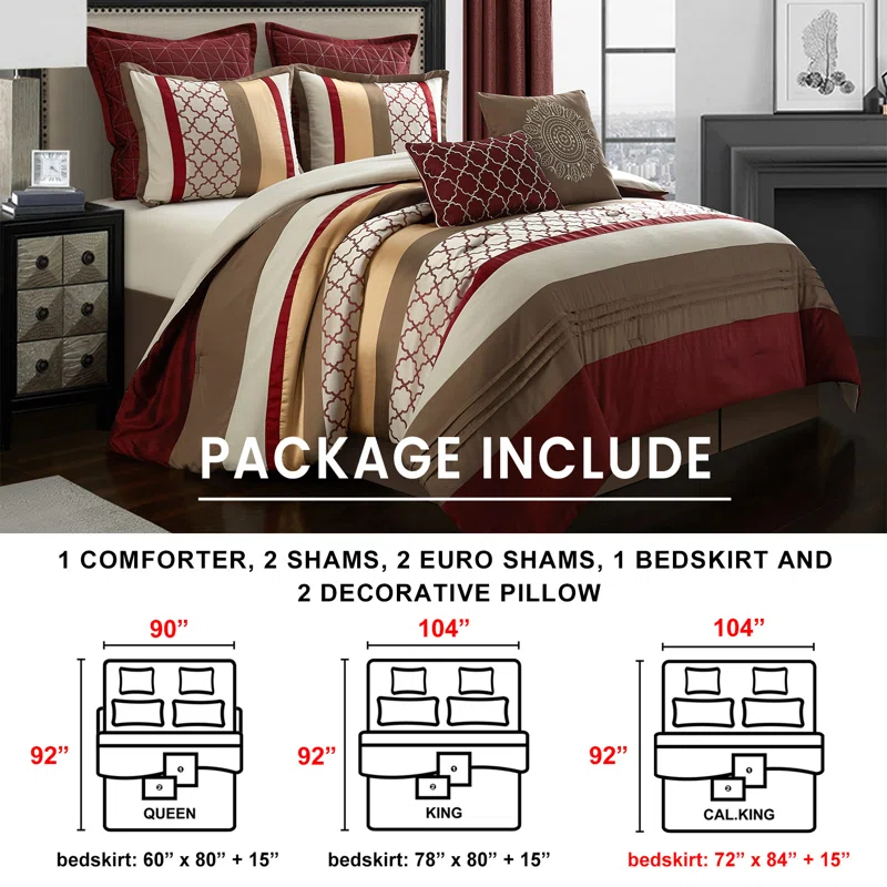 Nanshing America, Inc Avalon Microfiber Modern & Contemporary 8 Piece Comforter Set