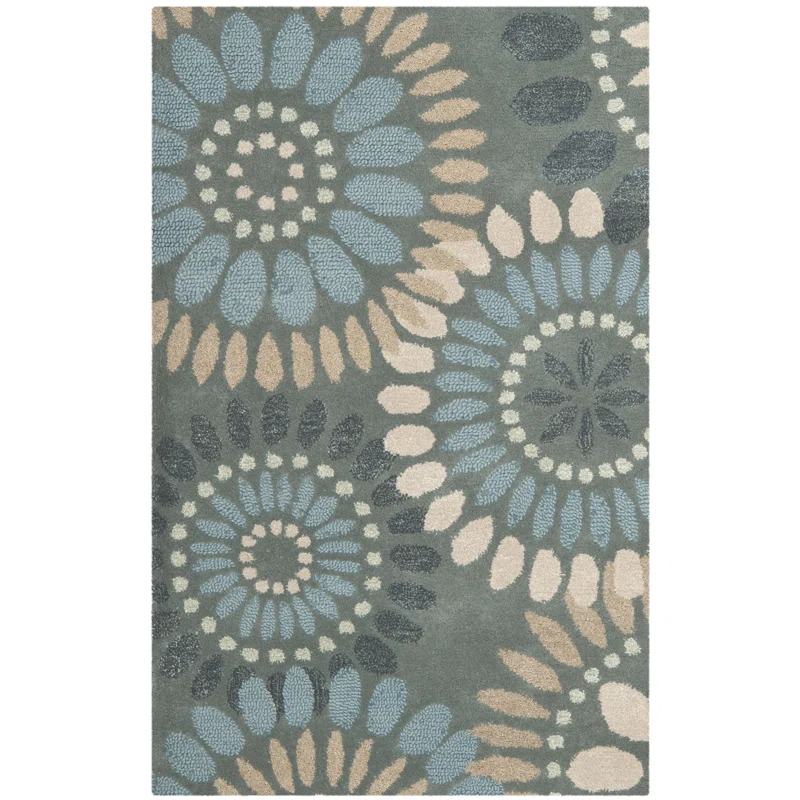 World Menagerie Arber Jardin Hand Tufted Wool Floral Rug