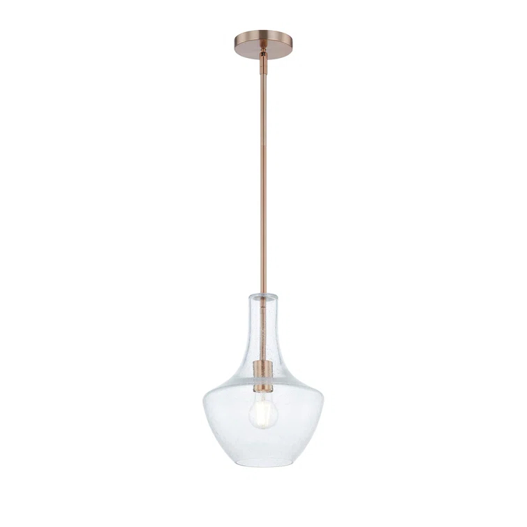 Justice Design Group Fusion - Harlow 1-Light Pendant - Seeded Glass Shade