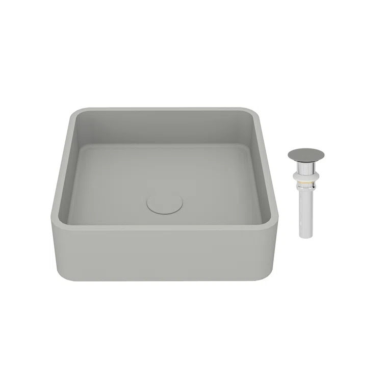 CASAINC CASAINC Maple 15.35'' Concrete Square Bathroom Sink CA-VS1020-CC