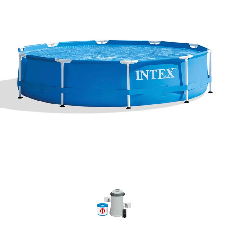 Intex Intex Metal Frame Round Above Ground Swimming Pool w/Pump