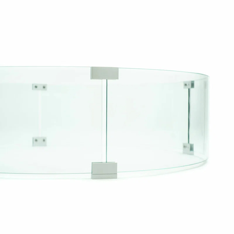 AMS Fireplace AMS Fire Pit Table Round Glass Wind Guard - Fire Flame Guard