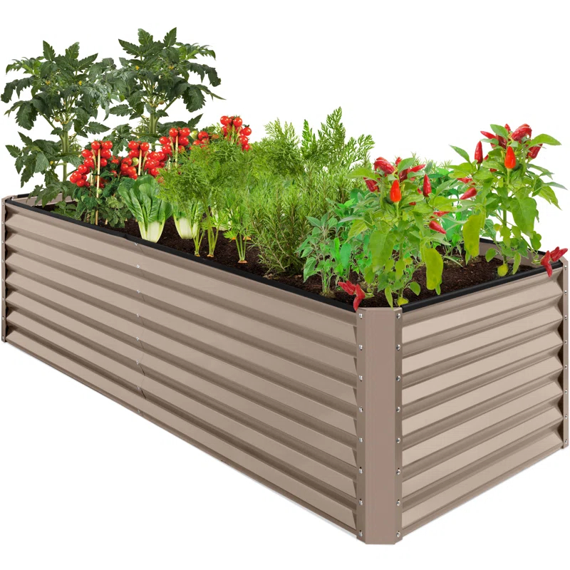 Arlmont & Co. Rosonda 8x4x2ft Outdoor Metal Raised Garden Bed, Planter Box for Vegetables, Flowers, Herbs