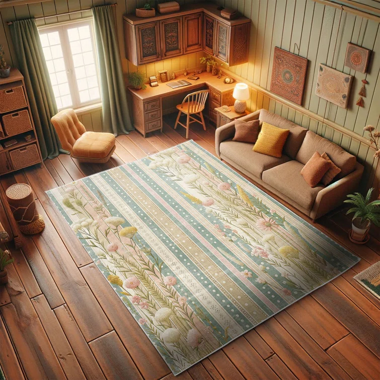 Ambesonne Ambesonne Floral High Density Long Fiber Poly Threads Decorative Area Rug Carpet