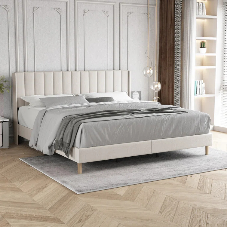 Mercer41 Cedell Upholstered Wingback Bed