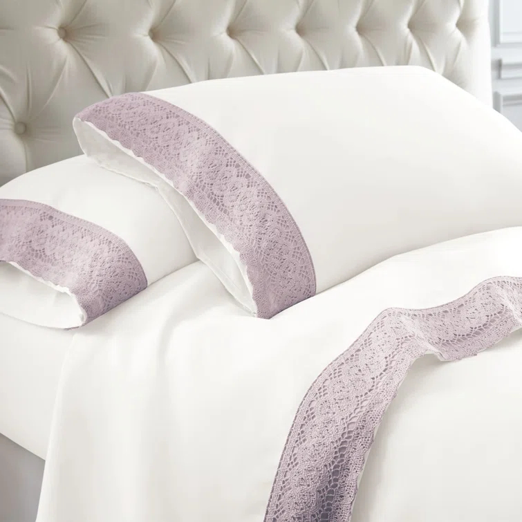 Modern Threads Modern Threads Yate Soft Microfiber Crochet Lace Sheets - Luxurious Microfiber Bed Sheets - Includes Flat Sheet, Fitted Sheet with Deep Pockets, & Pillowcases