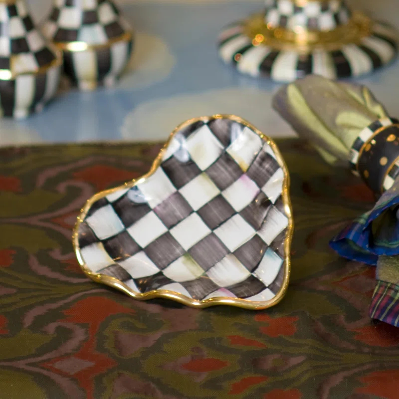 MacKenzie-Childs Courtly Check® Fluted Heart Plate