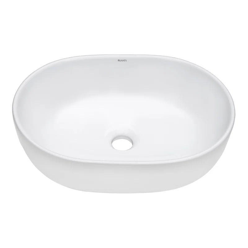 Ruvati RVB0419 Ruvati inch Bathroom Vessel Sink White Oval Above Counter Vanity Porcelain Ceramic