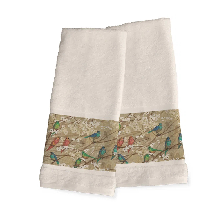 Red Barrel Studio® Birds and Blossoms Hand Towel Set By Laural Home (Set of 2)
