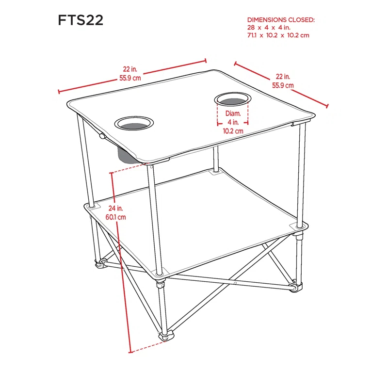 Rio Brands Square Compact Folding Beach Table