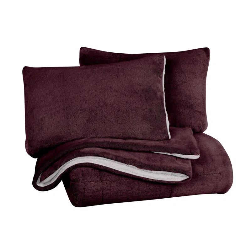 Ultra Plush Reversible Faux Fur and Sherpa 3-Piece Comforter Set