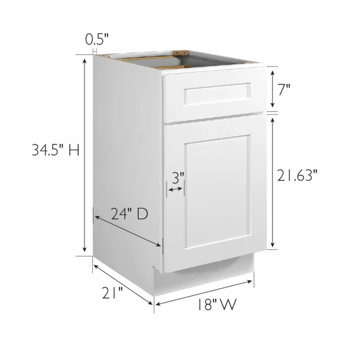 Design House Brookings Fully Assembled Shaker Style Base Kitchen Cabinet B18 18x34.5x24 White | Wayfair