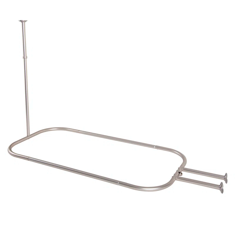Utopia Alley Rustproof 54" L D-Shaped Fixed Shower Curtain Rod & Hook Set
