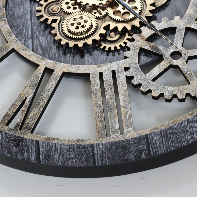 The Gears Clock Wall Clock 36" Round Oversized for Living Room decor with Real Moving Gears America Collection