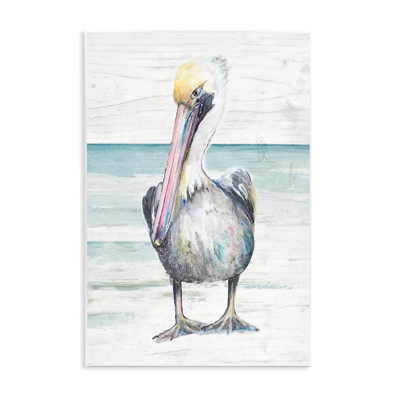 Stupell Industries " Pelican Bird Standing Beach Sand Grain Pattern " by Patricia Pinto