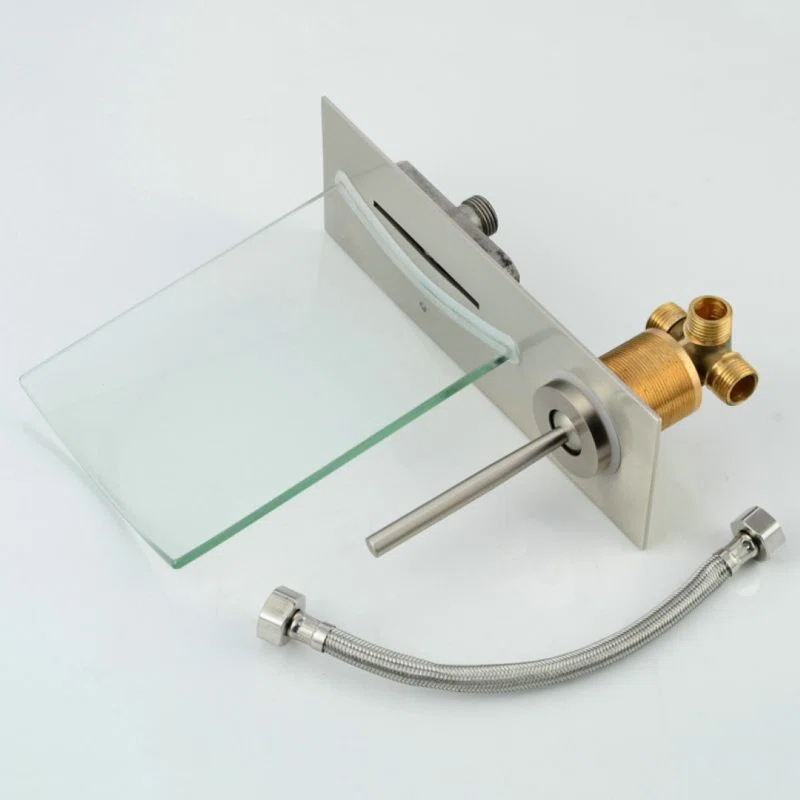 Juno Showers JS2007 Juno Camila Wall-Mount Waterfall Bathroom Faucet – Brushed Nickel Finish with Single Handle Control