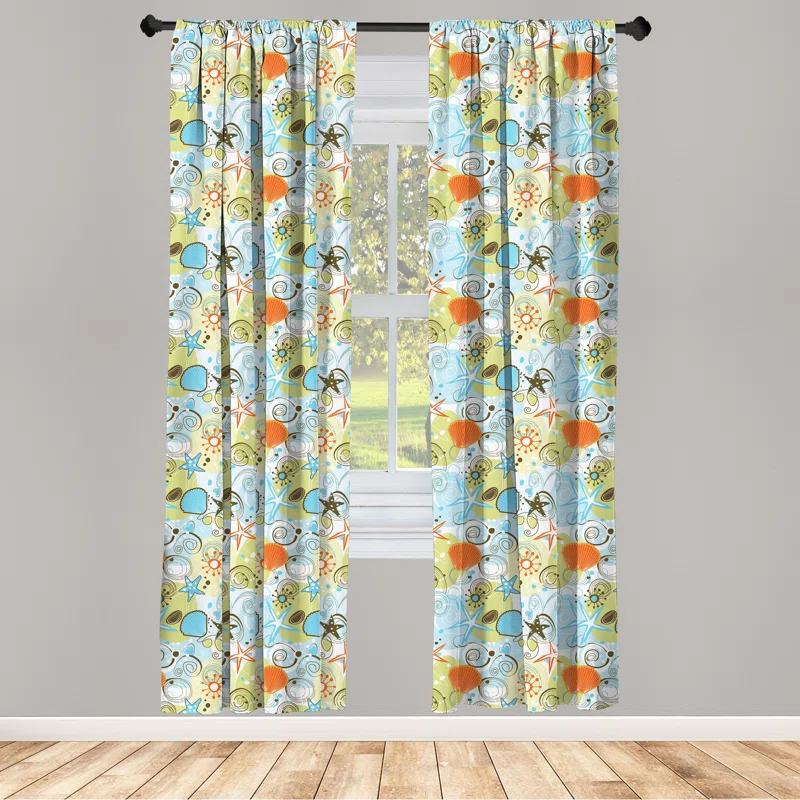 Ambesonne Semi-Sheer Rod Pocket Curtain Panels (Set of 2)