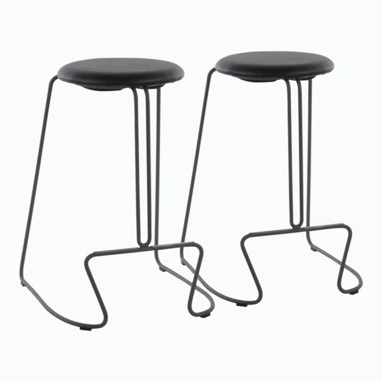Upholstered Counter Stool with Metal Frame