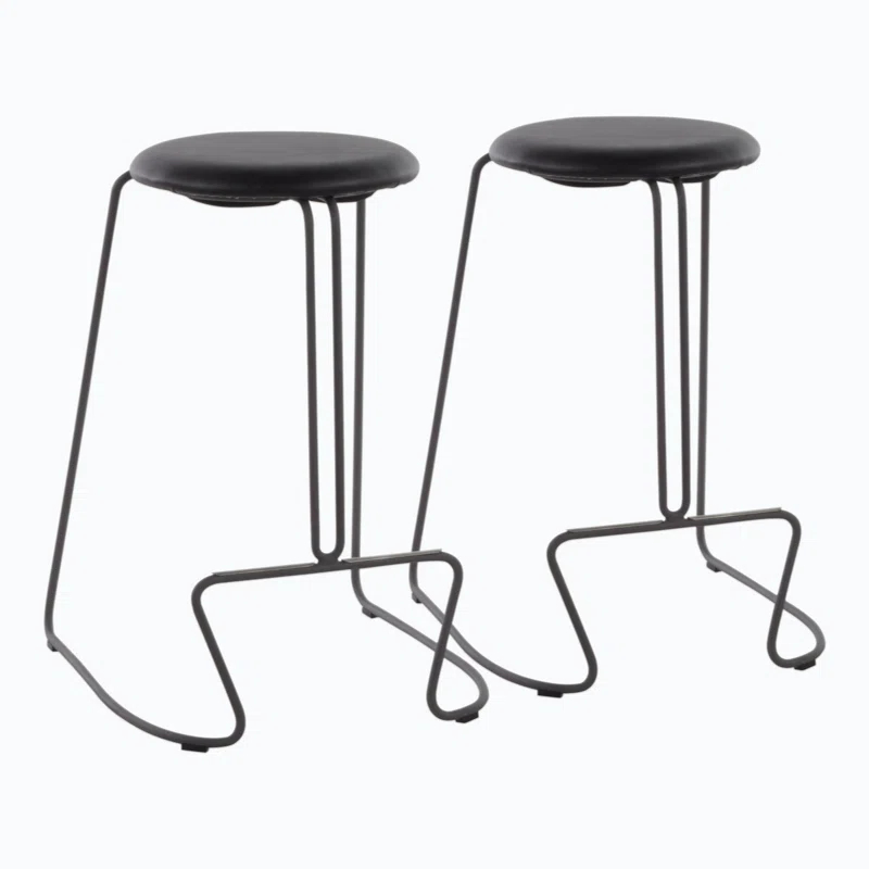Upholstered Counter Stool with Metal Frame