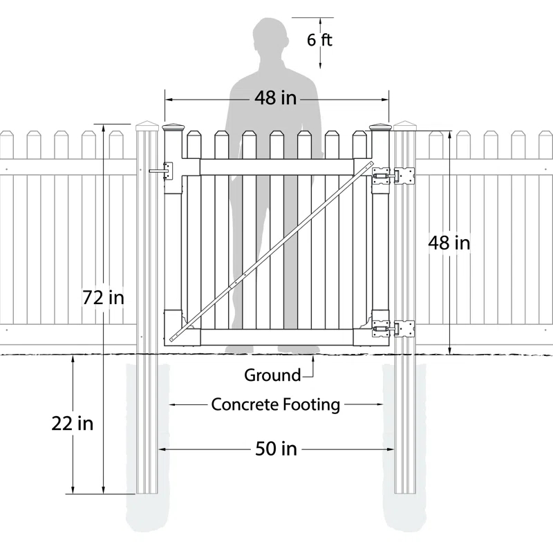 WamBam 4 ft. H x 4 ft. W Traditional Picket Gate