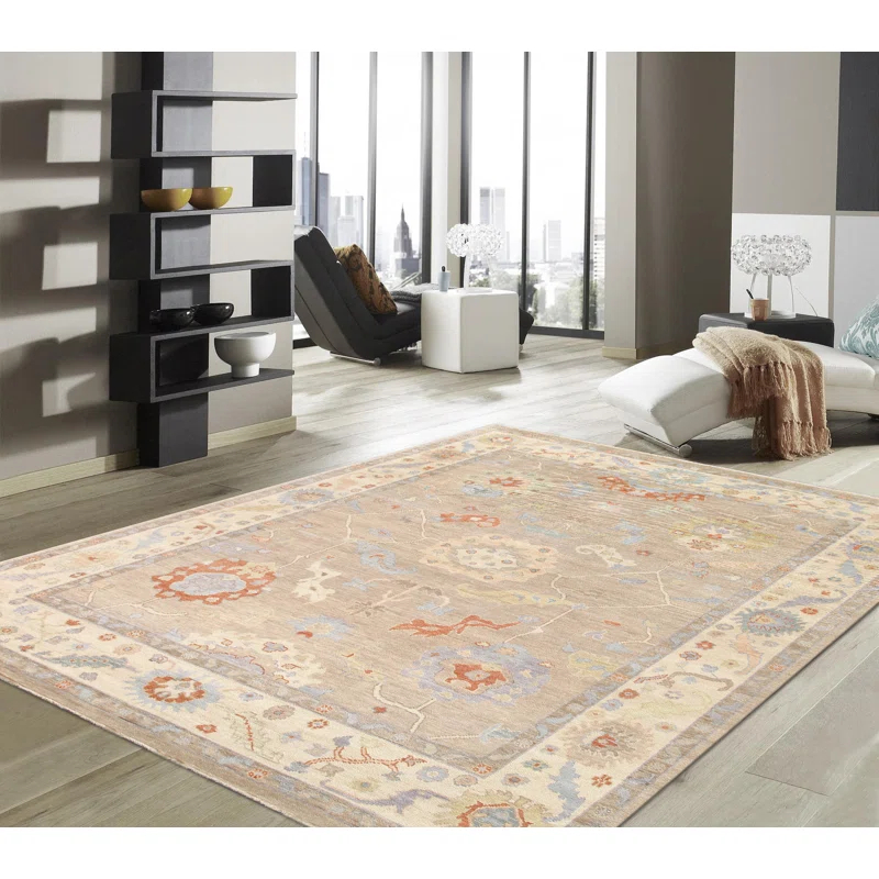 Pasargad Oushak Hand Knotted Wool Floral Rug