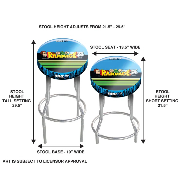 Arcade1up Rampage Adjustable Height Bar and Arcade Stool | Wayfair