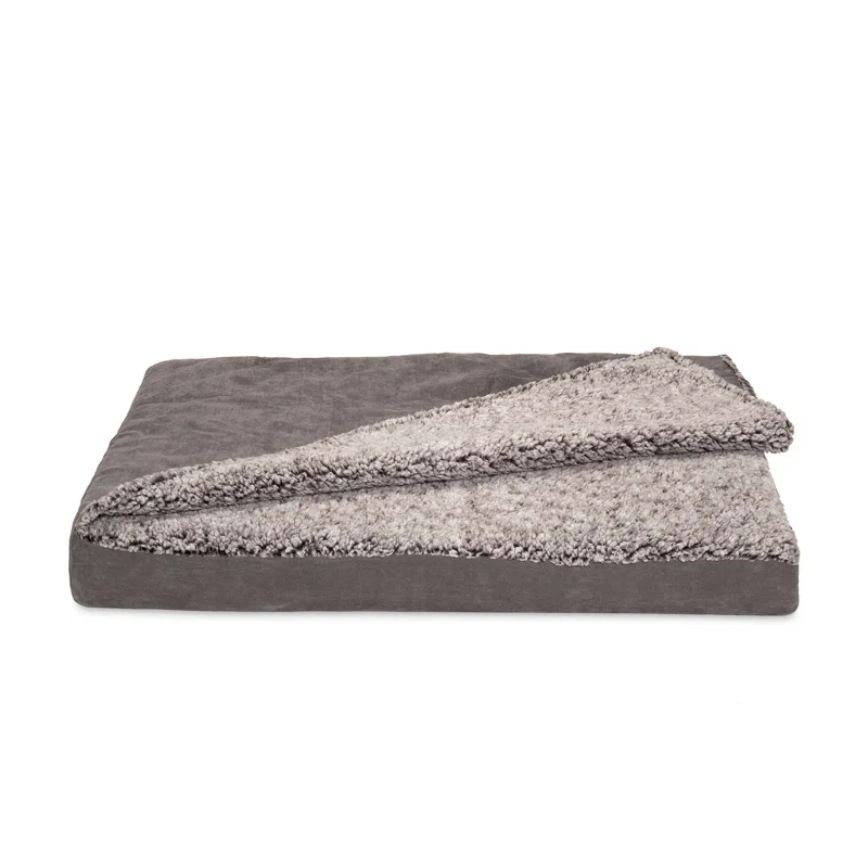 FurHaven Berber and Suede Blanket Top Mattress Memory Foam Dog Bed
