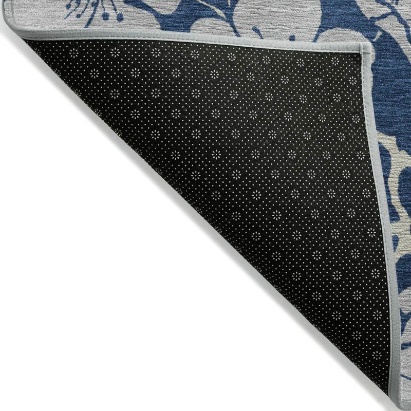 Machine Washable Indoor/Outdoor Chayden ACN1034 Navy 3' x 5' Rug