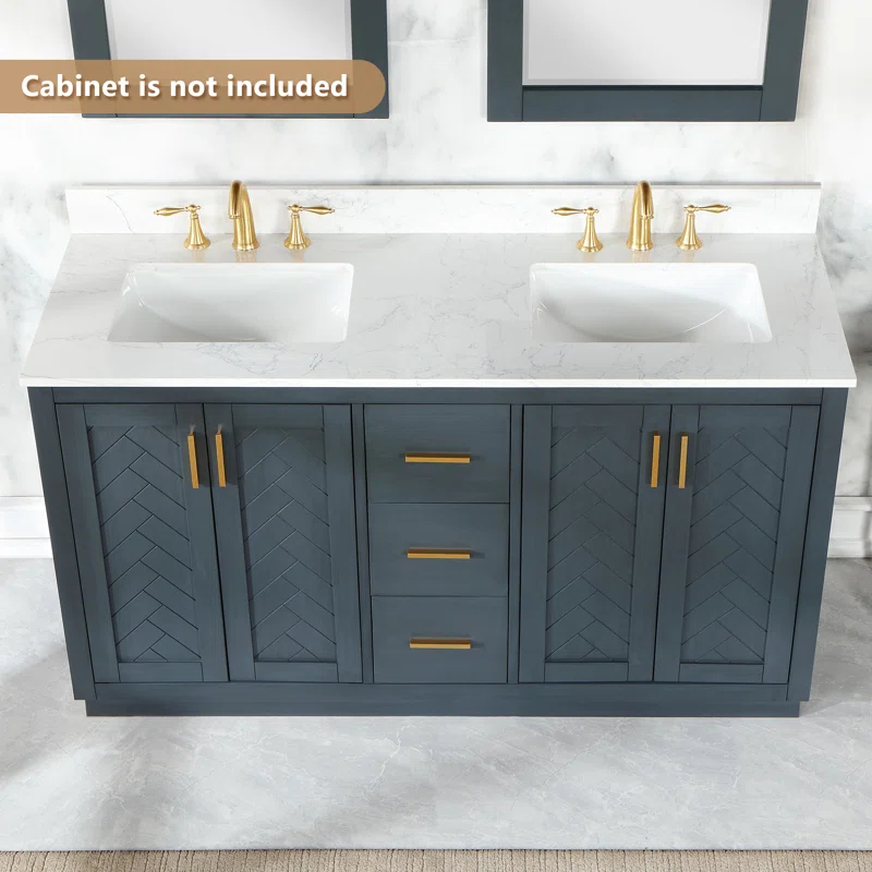 Ceres 61" Engineered Stone Double Bathroom Vanity Top with Sink