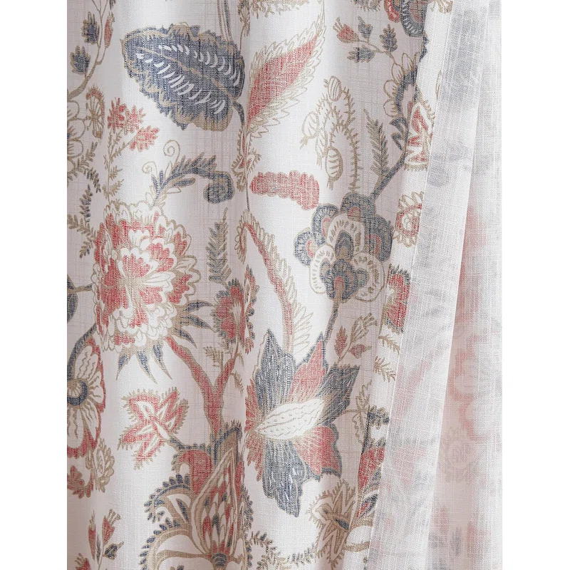 Red Barrel Studio® Floral Semi-Sheer Curtains Bohemian Light Filtering Window Treatments Set, Panels)