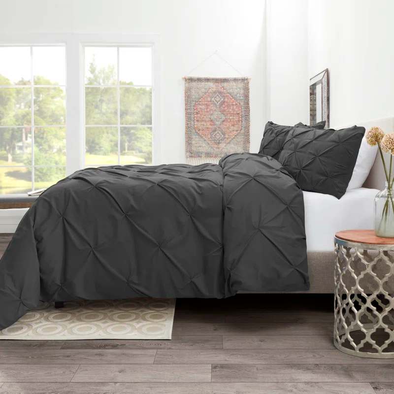 Nestl Double Brushed Pleated Duvet Cover Set