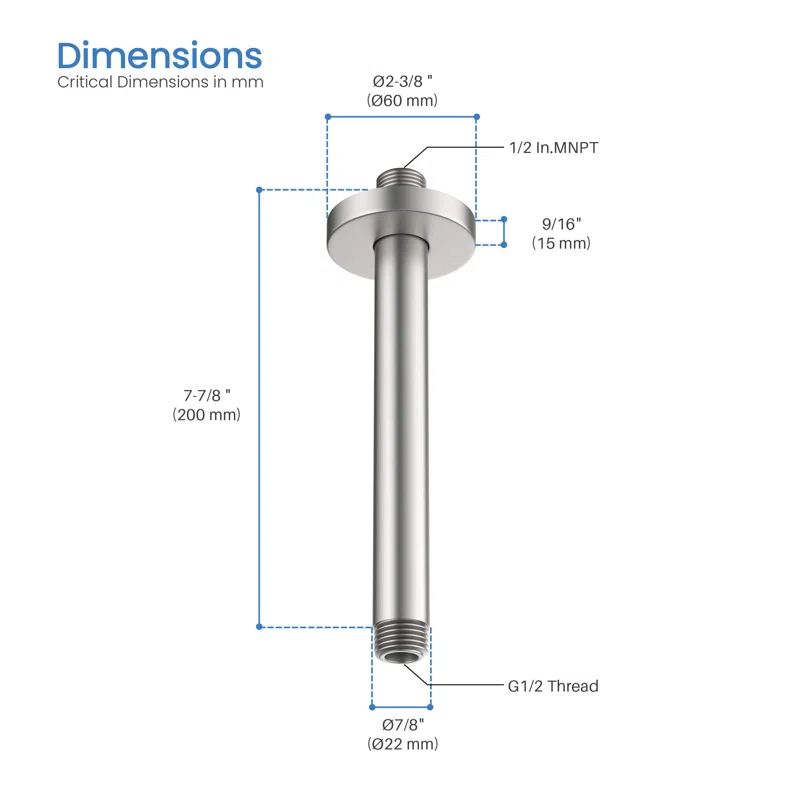 KIBI SA0801BN Circular 8" Ceiling Mounted Shower Arm