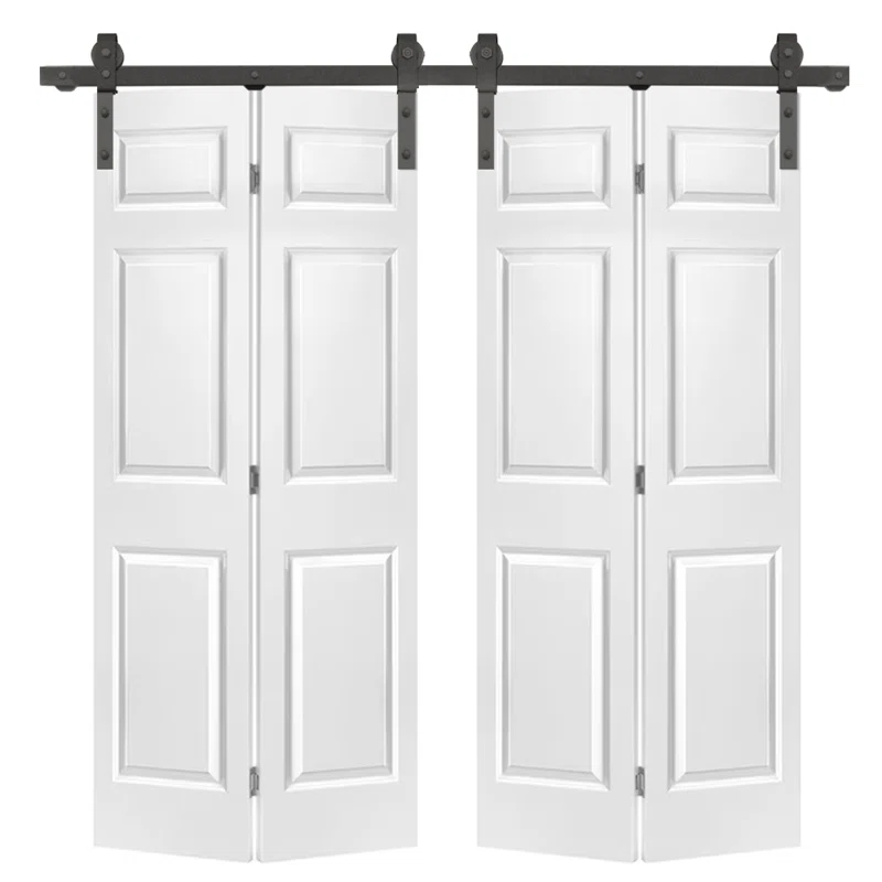 Calhome Paneled MDF Composite Double Bifold Barn Doors with Installation Hardware Kit