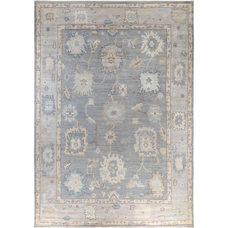 Solo Rugs One-of-a-Kind Rectangle 10' X 14' Wool Area Rug Light Gray/Light Blue/Beige/Ivory