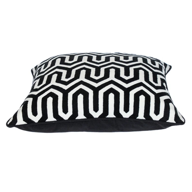 Parkland Collection George Oliver Transitional Geometric Black 20" X 20" Pillow | Wayfair