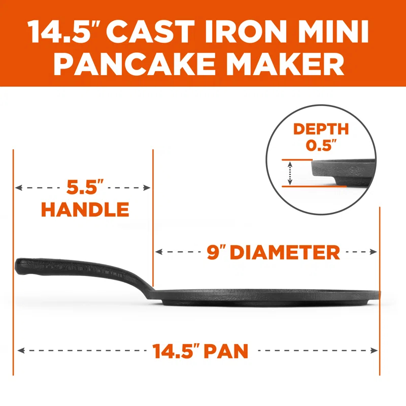 Commercial Chef Commercial CHEF Cast Iron Pancake Pan, Makes 7 Mini Silver Dollar Pancakes