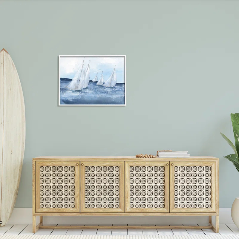 Stupell Industries " White Sailboats Coasting Ocean Waters Blue Tide " by Chris Paschke