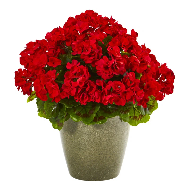 Wrought Studio™ 17in. Geranium Artificial Plant UV Resistant (Indoor/Outdoor)