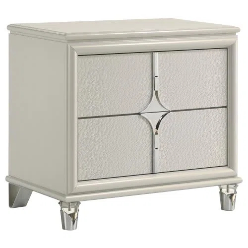 Olivia 2-Drawer Nightstand Bedside Table Pearl White