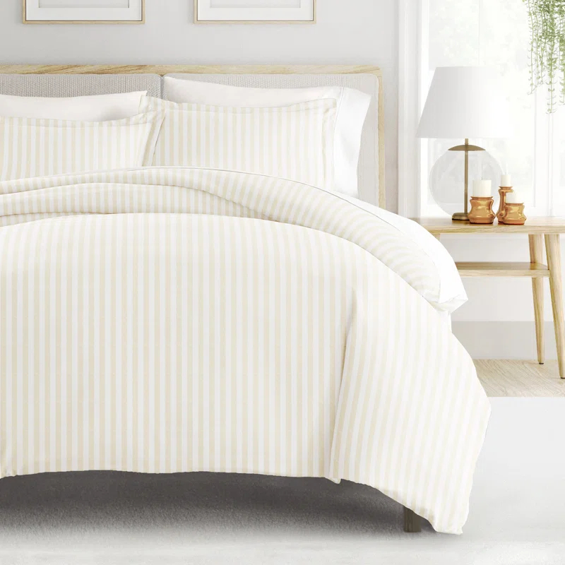 IEnjoy Home Becky Cameron Puffed Rugged Stripe Duvet Cover Set