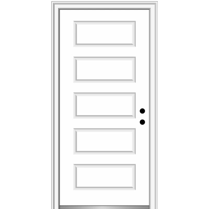 Rockport 32'' x 80'' Solid + Manufactured Wood Paneled Prehung Door