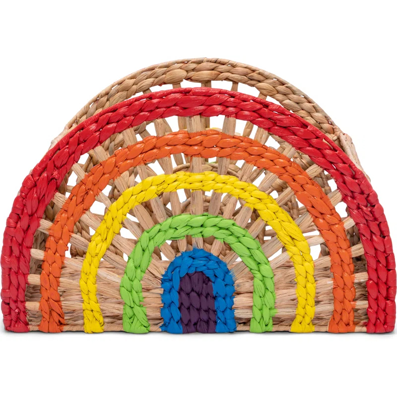Adore Decor Dorothy Rainbow Wicker Basket (2 Pieces), Large and Medium Size Storage, Handwoven Water Hyacinth