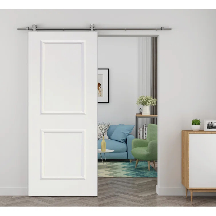 Calhome Paneled Wood Primed Barn Door with Installation Hardware Kit & Reviews | Wayfair
