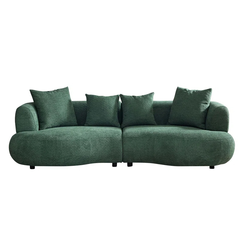Hokku Designs 102.36" Mid-Century Modern Upholstered 4-Seat Sectional Curved Sofa Couch