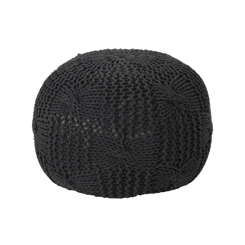 Anouk Knitted Cotton Pouf Dark Gray - Christopher Knight Home