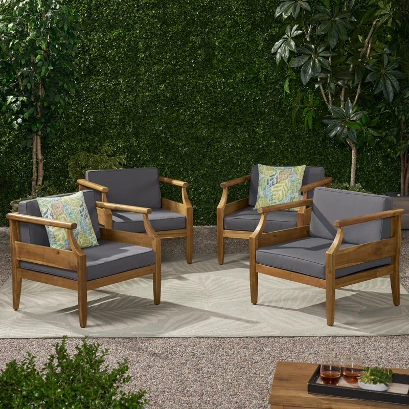 Rosecliff Heights Leist Outdoor Patio Chair with Cushions (Set of 4)