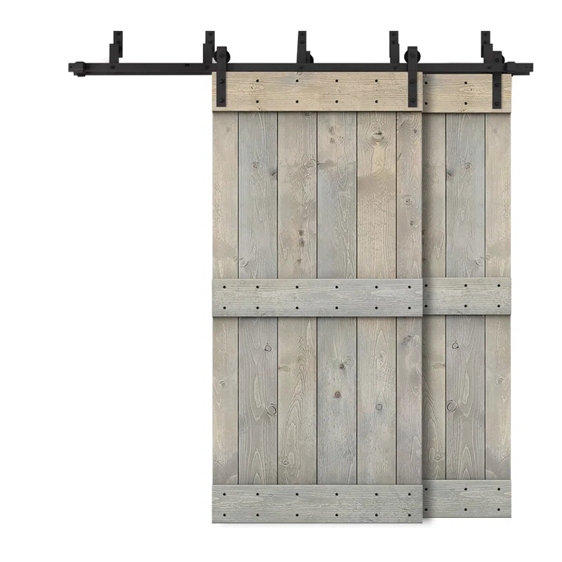 Calhome 84'' Solid Wood Paneled Painted with Installation Hardware Kit Barn Door