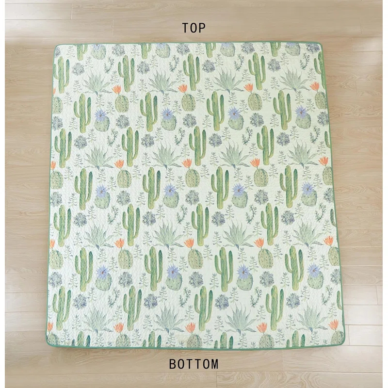 Chezmoi Collection Gregory Serene Desert Cactus Succulent Plants Microfiber Quilt Set