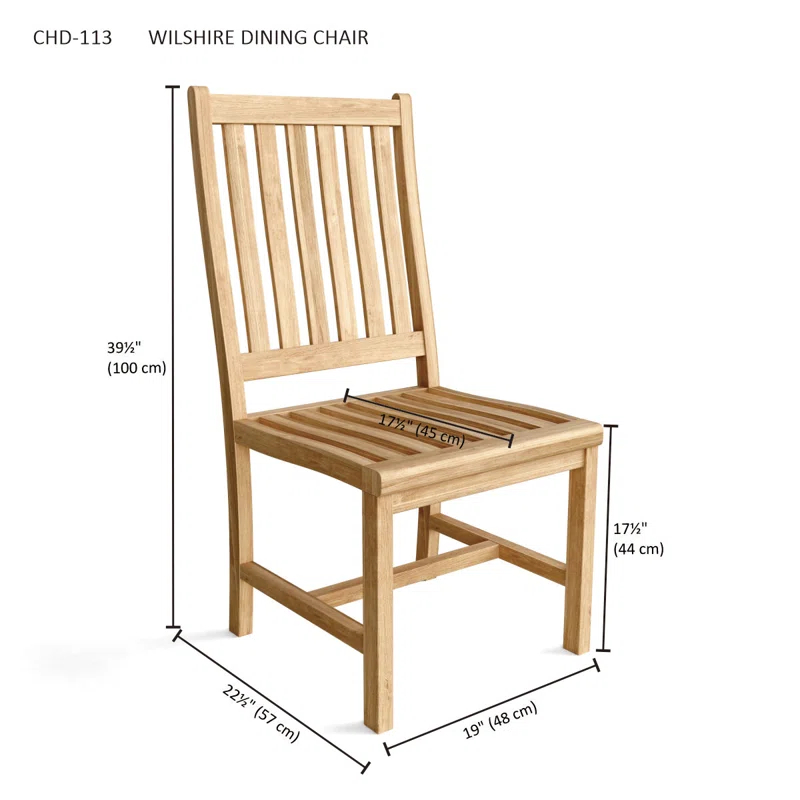 Anderson Teak Wilshire Wood Outdoor Dining Side Chair